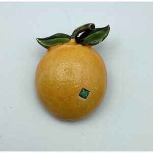 1950s HAR Signed Enamel Rhinestone Orange Brooch Pin-RARE Estate Find